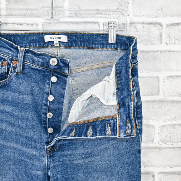 RE/DONE Women's 90s High Rise Ankle Crop Denim Jeans Distressed size 31 - Picture 2 of 13